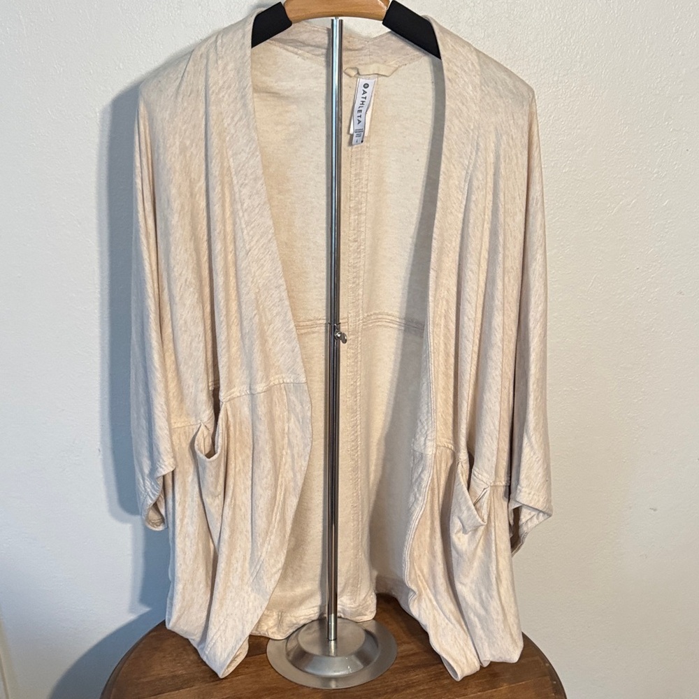 Athleta size large workout sweater cardigan type layering in cream